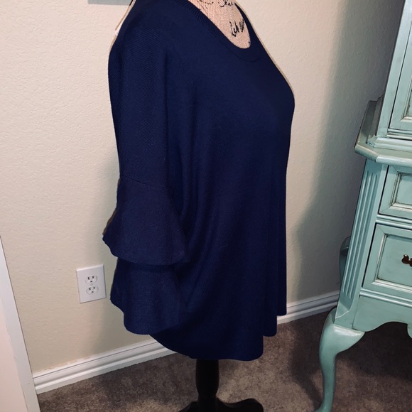 🌺Double Ruffle sleeve Sweater Top - Picture 2 of 4